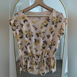 LOFT Pink Floral Blouse XSP